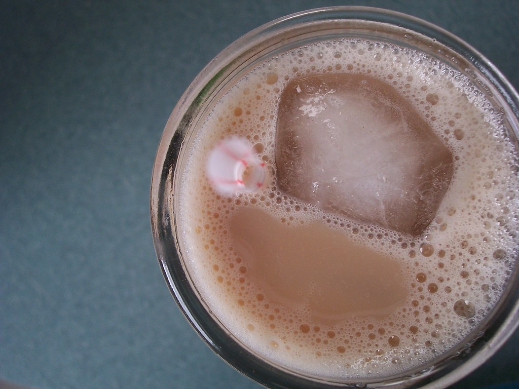 A creamy iced drink from above